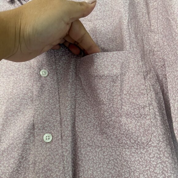 Faherty The Movement Short Sleeve Button Shirt Mauve Floral Mens Large - Picture 3 of 7